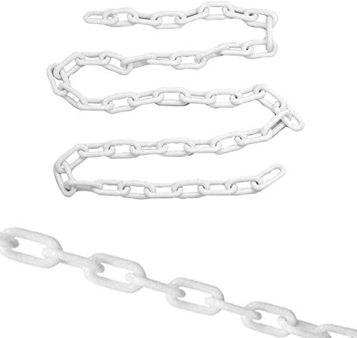 Unifizz Plastic Safety Chain 6mm Thick 5m Ttoal Length Link Fence Safety Barrier UV Protected Weatherproof，1 Pcs（White）