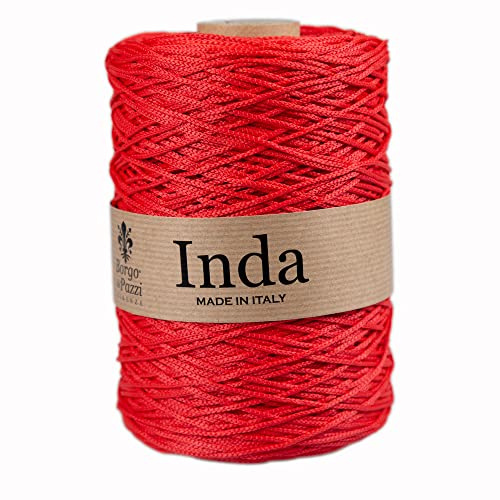 Cordino per Borse a Uncinetto, 2mm in Polipropilene (Rosso 8), Filati per Uncinetto e Ferri, Made in Italy, BORGO DE’ PAZZI FIRENZE