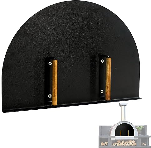 Pizza-Ofentür, 48,9 x 68,6 cm, Edelstahl-Ofentür mit Holzgriff für drinnen und draußen, Pizzaofen-Kit