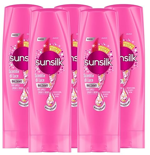 5 x Sunsilk Co-Creations Conditioner für schimmerndes Licht + Seideneffekt für stumpfes und krauses Haar - 5 Flaschen à 200 ml