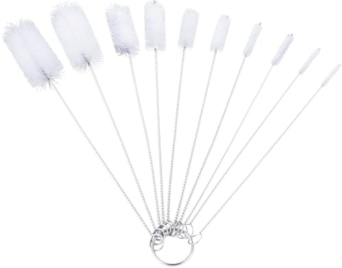 Bottle Brush 10Pcs Bottle Brushes for Cleaning, Reusable Straw Cleaner Bottle Cleaner Brush Small Pipe Cleaners for Cleaning White Nylon Bottle Cleaning Brushes for Drinking Straws, Keyboards