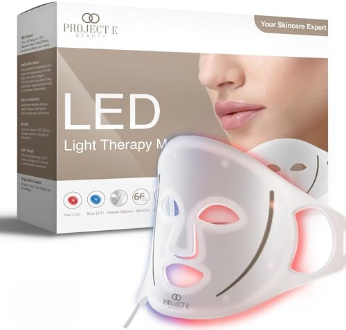 Project E Beauty Maschera per terapia della luce a LED | Maschera facciale in silicone Dispositivo per la cura della pelle di trattamento termale per la cura della pelle a luce blu rossa