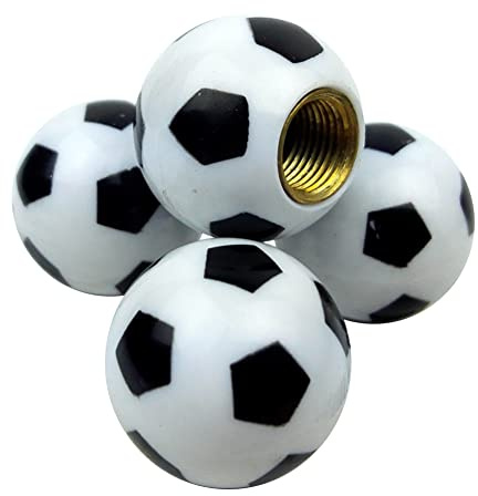 iSpchen 4 Stück Reifenkappen Auto Reifenventil Kappen Staubschutzkappe Fußball kugelform Staubdichte Ventilkappe Autoreifen Ventil Kappen Auto Reifenventilkappe Dekorative Ventilabdeckung