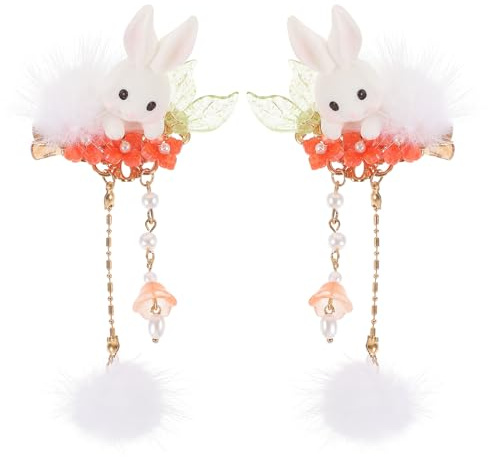 TOYANDONA 1 Paar Japanische Haarspange Hasen Kimono Haarschmuck Kinder Haarnadel Quaste Haarspange Neuheit Haarnadeln Frühlingsfest Haargabel Für Kimono Hanfu Yukata Haarschmuck