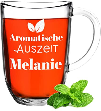 polar-effekt Teeglas Kaffeeglas mit Wunschgravur Geburtstagsgeschenk - personalisierter Thermobecher - Trinkglas für Wasser - Verschiedene Motive - für Tee und Kaffee - individuelles Cappuccinoglas