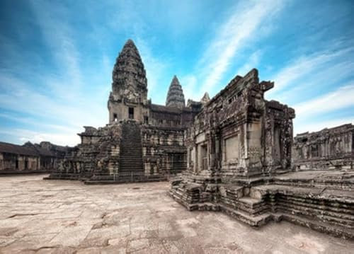 adrium Holz-Bild 80 x 60 cm: Angkor Wat, Kambodscha. Angkor Thom Khmer-Tempel. Reise-Wahrzeichen (29488545)