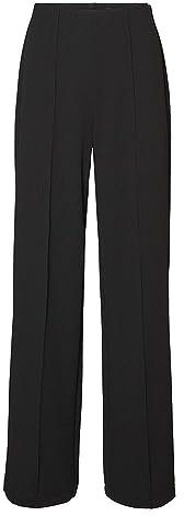 Vero Moda Petite VMBECKY HR Wide Pull ON Pant PTT Noos, Pantaloni di Stoffa Donna, Black,