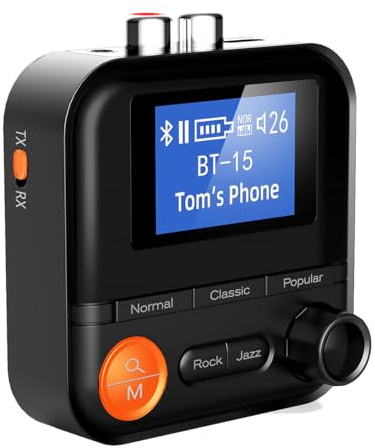 DollaTek 2-i-1-mottagare Bluetooth 5.2 stereoadapter med 3,5 mm 2RCA-stöd TIF-kort för bilar hem stereo högtalare kabelanslutna hörlurar