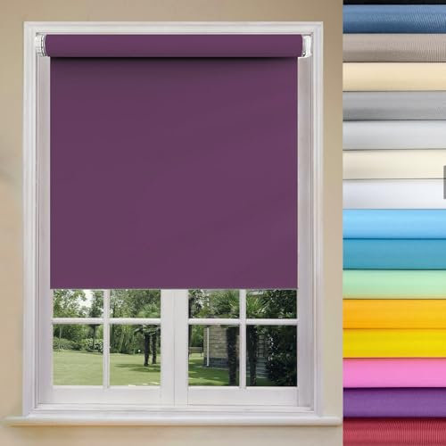 Blickdicht Sonnenschutz Jalousie 50 x 80 cm Blickdicht Sichtschutz Sonnenschutz Rollos für Fenster & Tür Inkl Montage-Teile, für Fenster und Türen, Lila