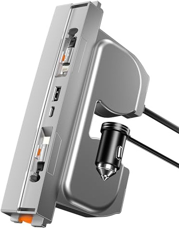 Fasgear Chargeur USB Hub Tesla,Station d'accueil USB à 4 Ports,Accessoires d'intérieur de Voiture pour Tesla Model 3 Highland 2024/Model Y 2025,Console Centrale avec 2 Câbles Rétractables de 80 cm