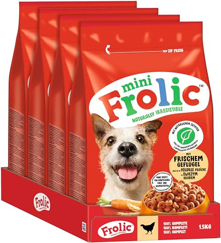 Frolic Mini Hunde Trockenfutter für kleine Hunde mit frischem Geflügel 4x1,5kg