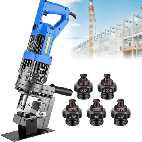 Hydraulic Punching Machine 1300W Hand-Held Metal Hole Digger Electric Hydraulic Hole Puncher with 5 Dies for Angle Steel Channel Steel Puncher