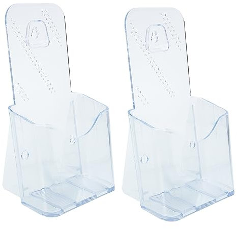 CAXUSD 2pièces Porte Brochure Transparent Support Pamphlet Acrylique Léger Présentoir De Table pour Documents Lot pour Bureau Et Espace De Travail