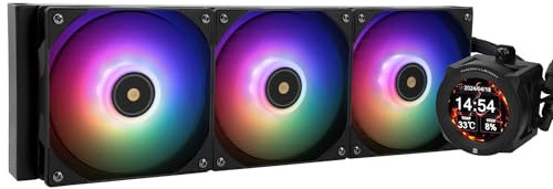 TR CORE VISION 360 Black ARGB CPU AIO Cooler, Pantalla LCD IPS con resolución de 480 x 480, para AM5 e Intel 1700/1851, Radiador de alto rendimiento de 360 Especificaciones refrigerado por agua con