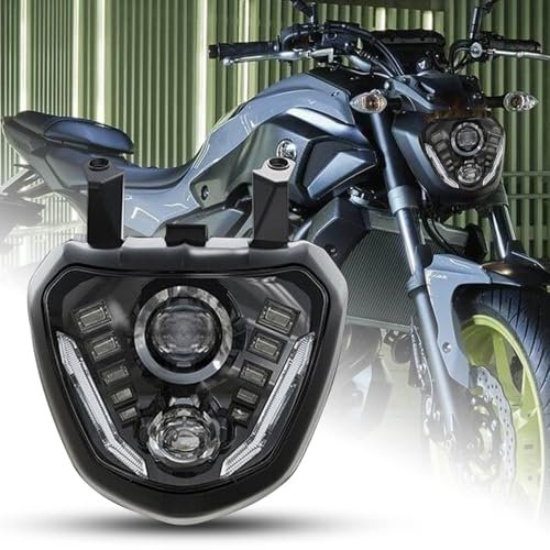 bamotoop 92W LED Motorrad Scheinwerfer E-geprüft mit weißem Tagfahrlicht für YAMAHA MT07/FZ-07 2015-2017