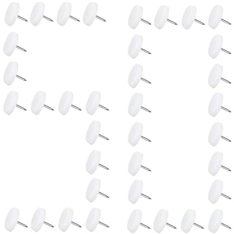 Luabue 50Pcs Chair Leg Floor Protectors 20mm Furniture Pads Nails On Furniture Feet White Nylon Floor Protector Pads for Hard Surface Carpet Outdoor Furniture Wooden Sofa Desk Table Leg Stools Feet