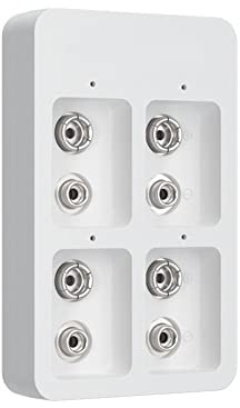 Sujurio Cargador rápido de batería con 4 ranuras de 9 V con indicadores LED, cable USB para baterías recargables de 9 V Ni-/Ni-Cd/Li-Ion