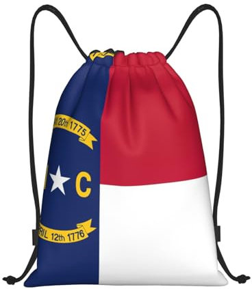 Rucksack Mit Kordelzug North Carolina Staatsflagge Druck Turnbeutel Für Damen wasserdichte Klapprucksack Verstellbar Gymnastikbeutel, Für Strand, Schwimmen, 36x42cm