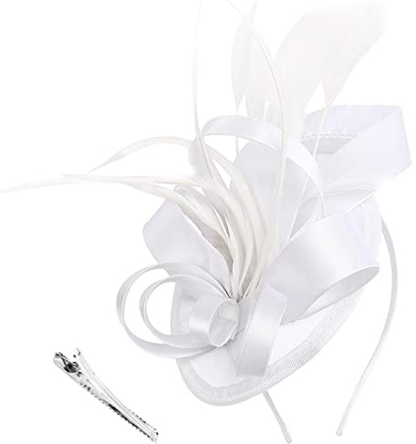 DRESHOW Fascinators Hatt Fjädrar på Pannband Klämma Cocktail Teparty Huvudbonad för Flickor och Kvinnor