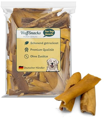 Rinderkopfhaut für Hunde | 1 kg | natürliche und hochwertige Rinderkopfhaut getrocknet | fettarm und proteinreich | Rinderhaut für Hunde von Wuffsnacks