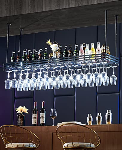 Soporte para copas de vino de metal para colgar en el techo, altura y ancho, estilo vintage, para bares y restaurantes