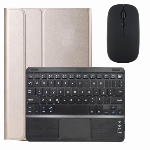 Funda con Teclado, Dorada, Funda con Teclado para Samsung Galaxy Tab A 8.0 2019 (SM-T290/T295/T297), Funda Delgada con Soporte para S Pen y trackpad Incorporado, Teclado Bluetooth