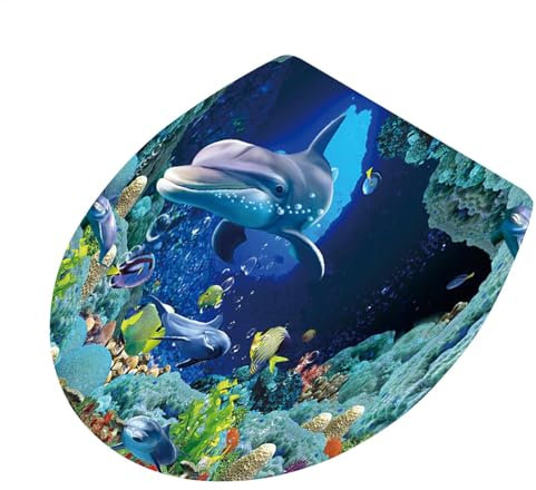 Cubierta De La Cubierta Del Inodoro De Pescado, Cubierta Del Tanque Del Inodoro Del Mar - Tanque Del Tanque De Impresión Animal - Autoadhesivo De La Decoración Del Baño Del Baño Pegatinas