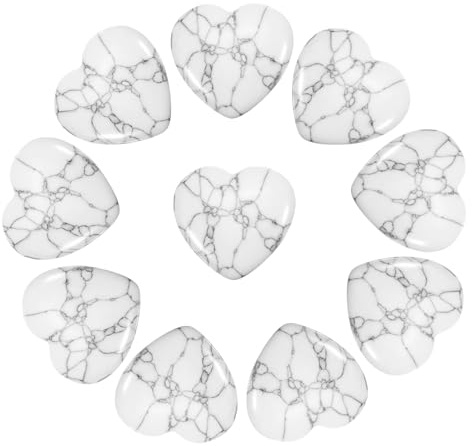 PATIKIL 10 piedras de cristal natural en forma de corazón, mini cristal pulido de 0.8 pulgadas, piedras de preocupación grabadas en roca de bolsillo para mujeres, regalos de meditación, blanco y gris