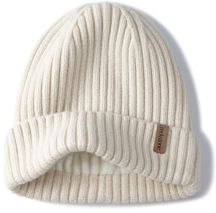 Creekstone Merinowolle Beanie Wintermütze für Damen Herren, Warme Fleece Gefütterte Strickmütze, Doppellagige Weiche Ski Wollemütze