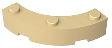 GDS-743 48092 Runder Stein mit Abgerundeten Ecken 4x4, Beige (Tan), 50 STK. | Kompatibel mit Lego Bausteinen. Makkaroni Breit mit 3 Noppen. Für MOC und Ersatzteile. gleichmäßige Farbabstimmung.