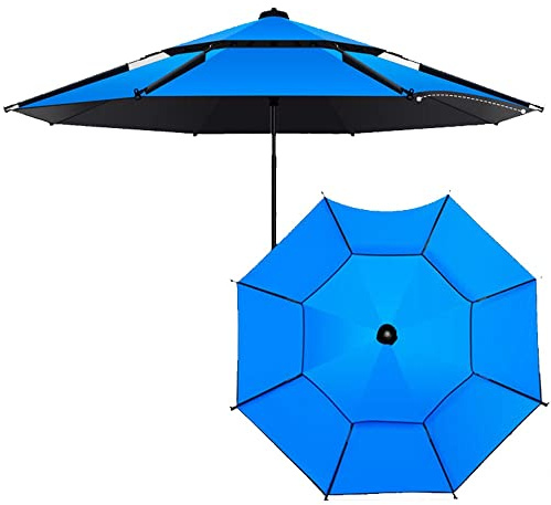 BGBZHMMEE Parasol De Plage Anti Vent, Parasol De Pêche Extérieur Protection UV, Parapluie De Jardin Parasol Inclinable À 360°, avec Ancre De Sable(Blue,240cm/7.8ft)