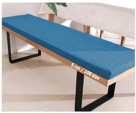 Cuscino blu per panca da giardino e sedia a dondolo, 90 x 45 cm, spessore 5 cm, imbottitura in schiuma per interni ed esterni, di ricambio, comodo, cuscini a 2 posti e 3 posti, colore: blu