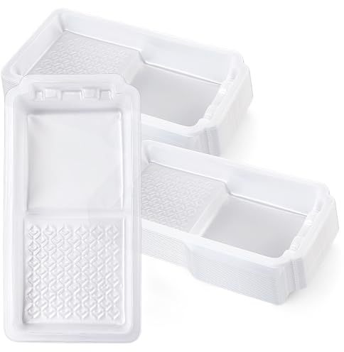Geelin 40 Pcs 4 Inch Disposable Paint Tray Liner Heavy Duty Plastic Household Paint Pan Trays (Plaid)
