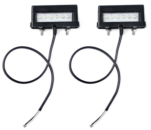 AOJO 2 x LED Kennzeichenbeleuchtung 12 V 24 V, Kalt Weiß 6500K Kennzeichenleuchten Wasserdicht für KFZ Anhänger LKW Motorräde
