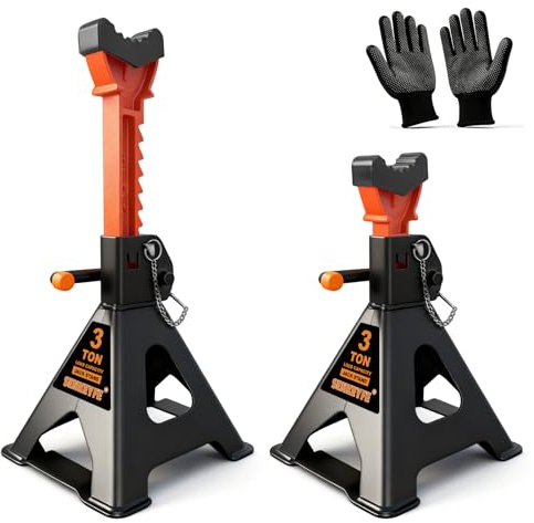 SENKEYFE 3 Ton (6,600 LBs) Jack Stands with Crossbars,Double Pin Locking,Rubber Cover,Large Foot Base,12-16 Adjustable Height,Heavy Duty Car Jack Stands,Lifting SUV,MPV,Pickup Truck,ATV/UTV,2 Pack