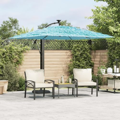 Sombrillas para balcón, sombrilla con poste de acero, color azul, 246 x 246 x 230 cm, protección solar para balcón, terraza y patio