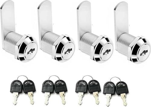 4 Pcs Cabinet Locks, 16/20/25/30 mm Letterbox, Cupboard Keyhole Lock with Key, Mailbox, Zinc Alloy Security Drawer for Furniture Door Post Box (25mm)