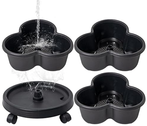 Jardinera de Fresas - Maceta Apilable de Torre Vertical de 3 Niveles de 31,5x13,5 cm | Maceta de jardinería, macetas móviles de pétalos, con ruedas extraíbles para suculentas, flores y patatas en