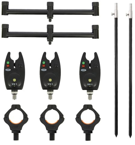 Rutenhalter Set für 3 Ruten - 3 Bissanzeiger Set mit Banksticks Buzzer-Bars für 3 Ruten und 3 Magnetische Rutenhalter, Angelrutenhalter Set, Rutenauflage Set, Angelrutenständer