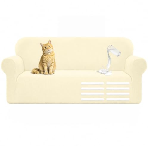 Hengrongshen Couch Überzug L Form, Universal Sofahusse 1/2/3/4 Sitzer mit Wasserdicht & Anti-Falten, Sofa Überzug für Sofa Cover L Shape, U Shape, Universal Sofaüberzug (3 Sitzer, 180-230cm, Beige)