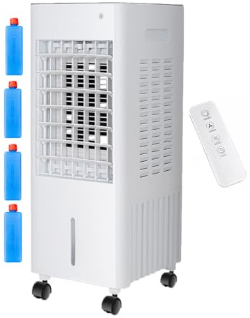 4-in-1 Portable Air Conditioner Evaporative Cooler/airconditioning portable unit with 12L water tank, 3-speed remote control, 90-120° oscillation, 7.5-hour timer for indoor use, bedroom
