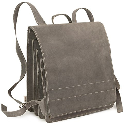 Jahn-Tasche - Sehr Großer Lederrucksack/Lehrer-Rucksack Größe XL aus Büffel-Leder, Grau, Modell 670