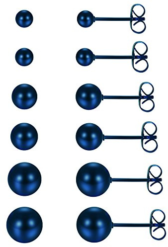 JewelryWe Kugel Ohrstecker für Damen Herren, 3-8mm Edelstahl Kugelohrringe Perlen Gestüt Ohrringe Klassische Kleine Kugelohrstecker Hypoallergene Unisex Ohrschmuck Geschenk