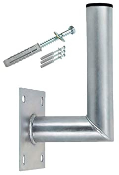 Premium X 10-15cm Wandhalter Stahl Ø 48mm Winkel Wand-Halterung für Satelliten-Antenne SAT-Schüssel Schrauben Fischer Dübel