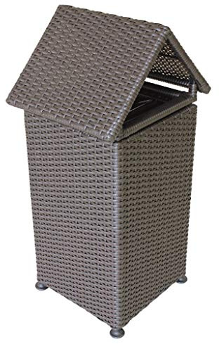 PIAOLING Nachgemachter Rattan-Plastikgroßer Mülleimer im Freien, kreativer Park-Hotel-Straßengemeinschafts-Mülleimer im Freien