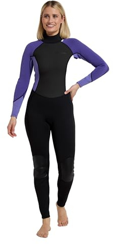 Mountain Warehouse Womens Full Wetsuit – 2.5mm Thickness, UPF 50+, Contour Fit, Adjustable Neck Swimming Wet Suit, Retains Body Heat - One Piece - Spring Summer Dark Purple Women's Size 12-14