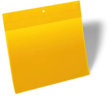 Durable Magnetische Kennzeichnungstasche Extra Stark A4 quer, Packung à 10 Stück, Gelb, 174804 | Zwei extra starke Neodym-Magnete, mit Schutzklappe gegen Staub, Polypropylen, scannertauglich