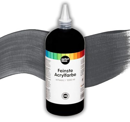 perfect ideaz • Acryl-Farbe schwarz 1000 ml (1l), hochdeckend, lichtecht, auf Wasserbasis