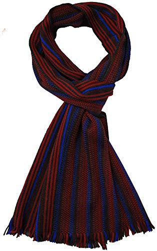 Rotfuchs Strickschal Herrenschal Warm & weich Unisex Wolle gestreift multi mehrfarbig (rot blau)