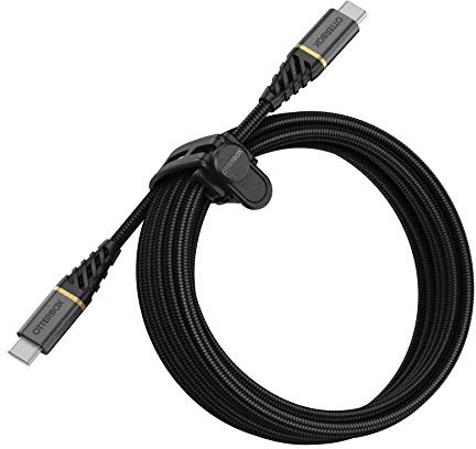 OtterBox USB C-C USB PD 3M Robustes, geflochtenes Schnelllade-Kabel, Performance Plus Serie, Schwarz